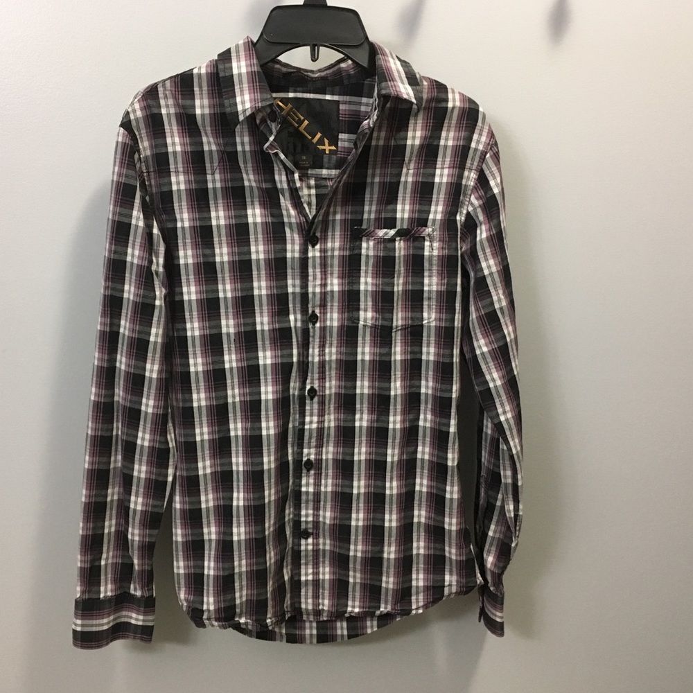 Purple plaid Helix button up shirt size S